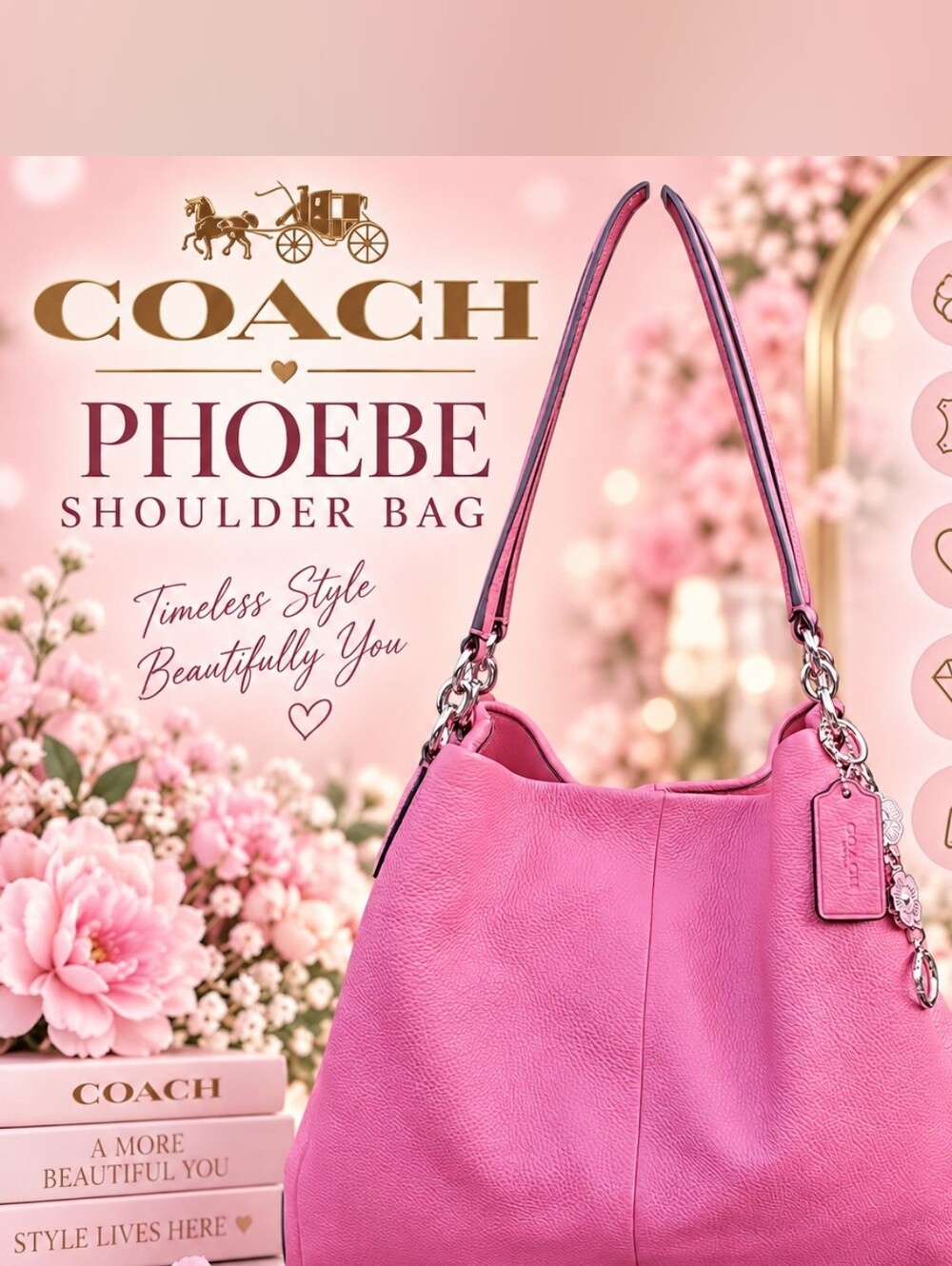 Coach Phoebe Shoulder Bag - DAHLIA PINK